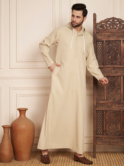 Men’s Poly Cotton Solid Hoodie Thobe