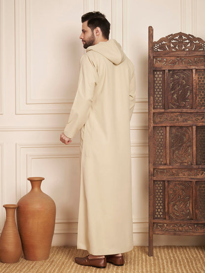 Men’s Poly Cotton Solid Hoodie Thobe