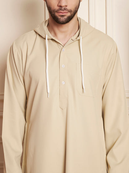 Men’s Poly Cotton Solid Hoodie Thobe