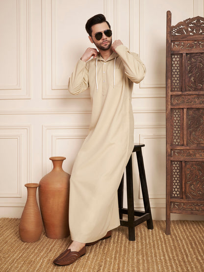 Men’s Poly Cotton Solid Hoodie Thobe