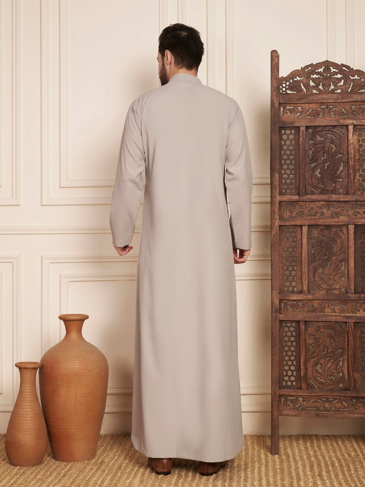 Men’s Light Grey Solid Thobe