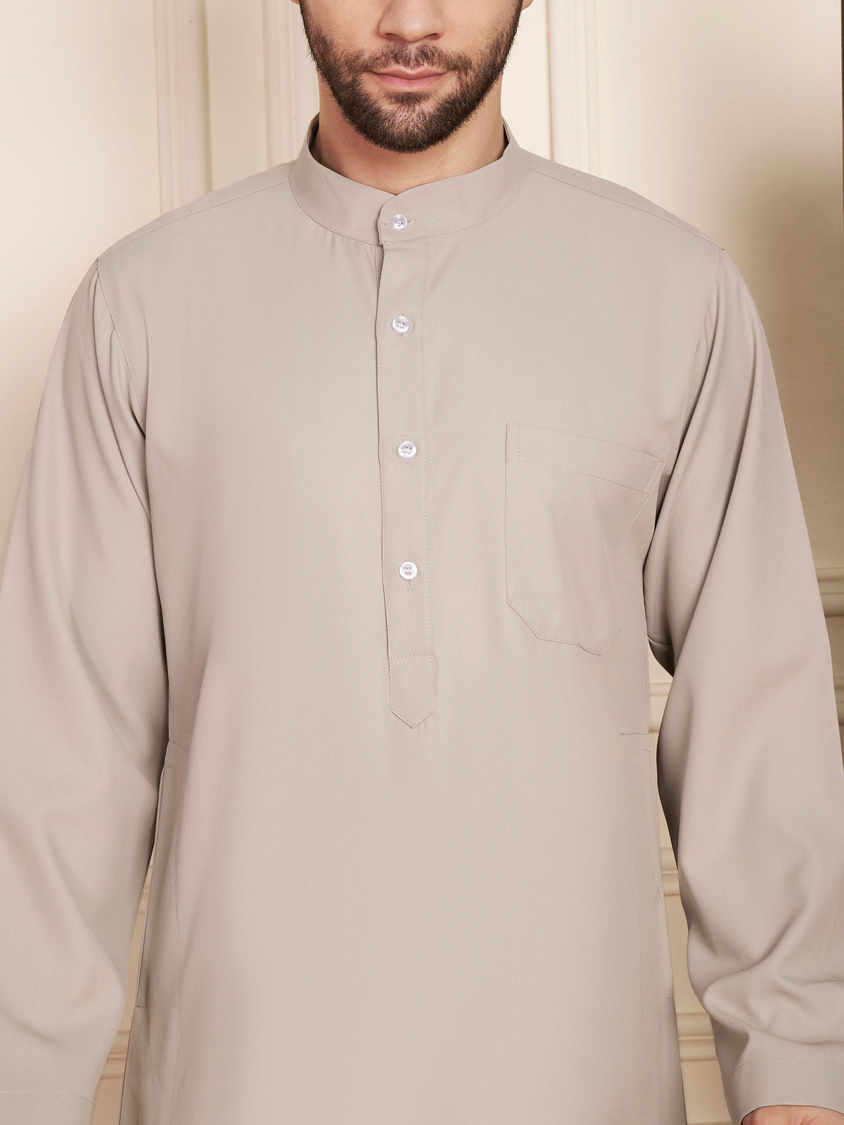 Men’s Light Grey Solid Thobe