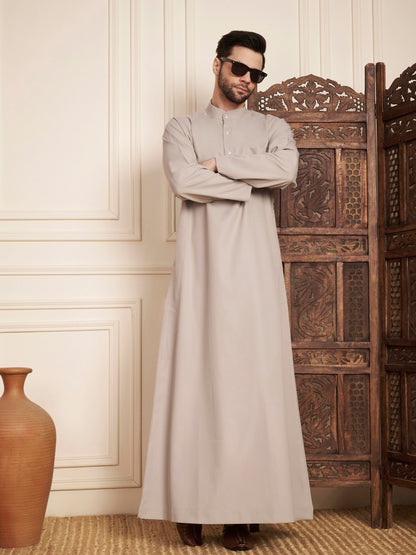 Men’s Light Grey Solid Thobe