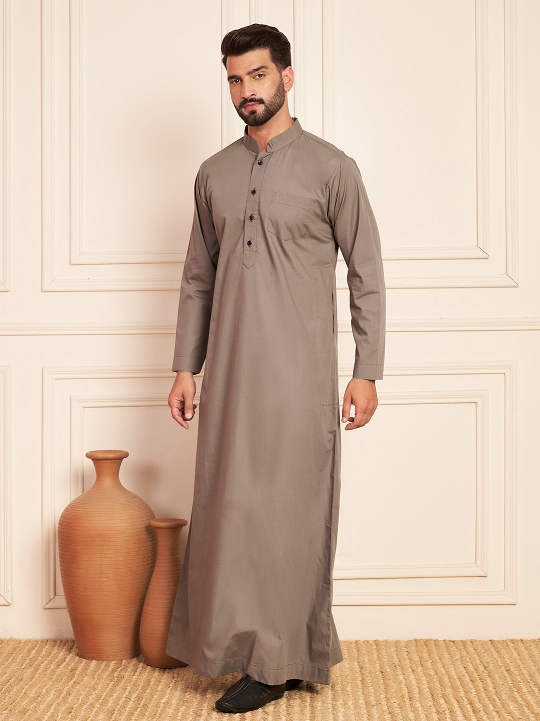 Men’s Grey Cotton Thobe