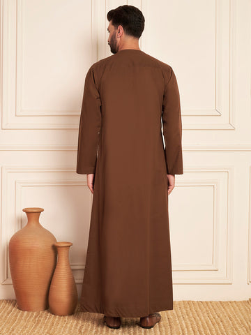 Men’s Brown Cotton Pleated Thobe