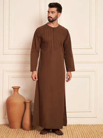 Men’s Brown Cotton Pleated Thobe