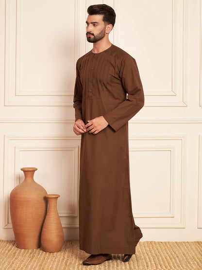 Men’s Brown Cotton Pleated Thobe