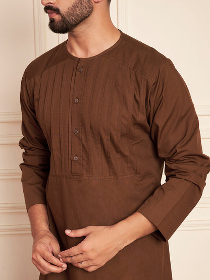Men’s Brown Cotton Pleated Thobe