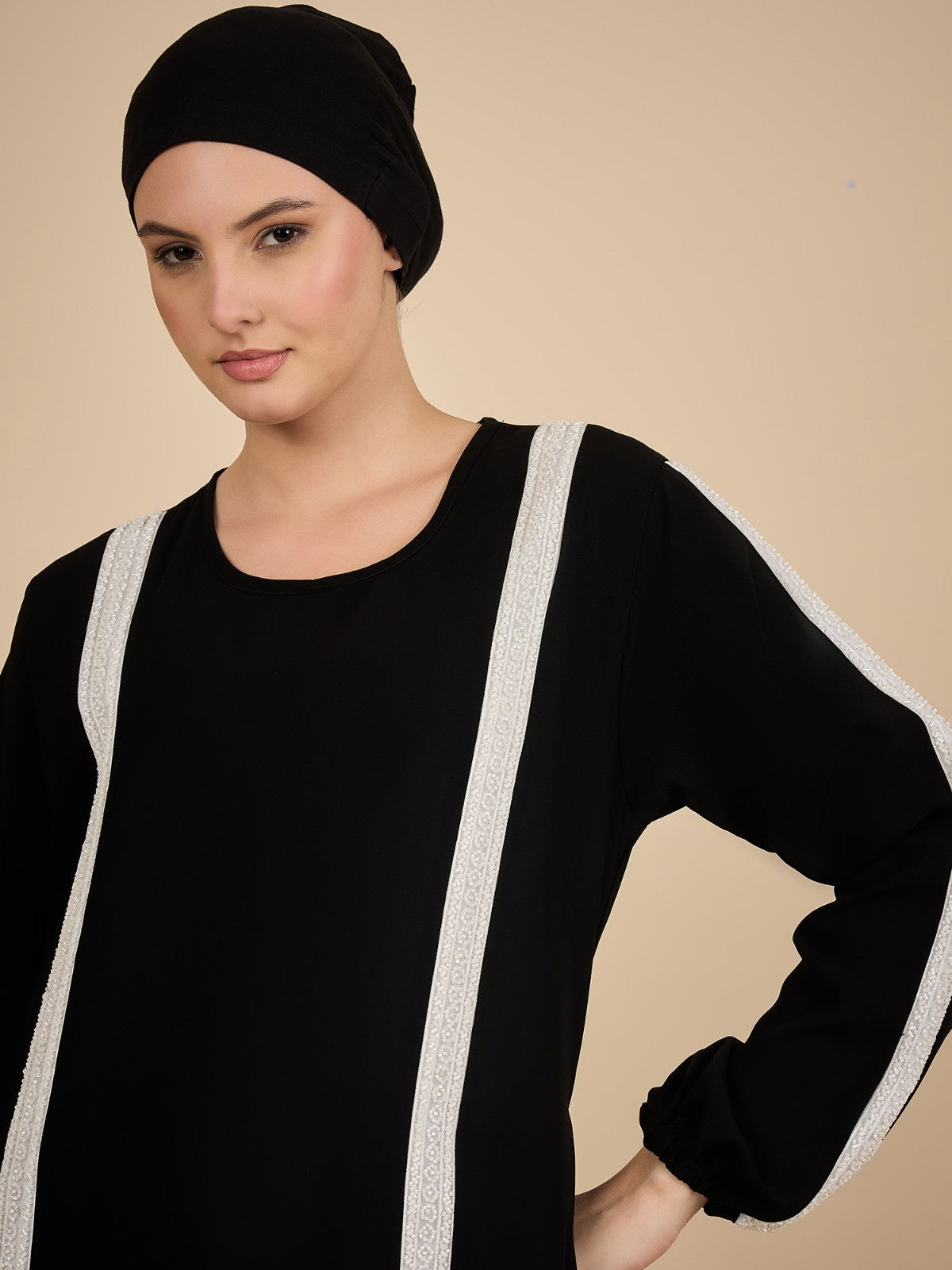 Black Luxury Abaya Burqa with Matching Georgette Hijab