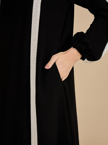 Black Luxury Abaya Burqa with Matching Georgette Hijab