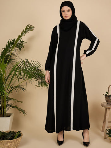 Black Luxury Abaya Burqa with Matching Georgette Hijab