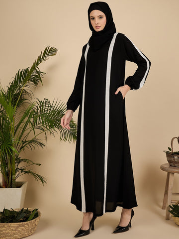 Black Luxury Abaya Burqa with Matching Georgette Hijab