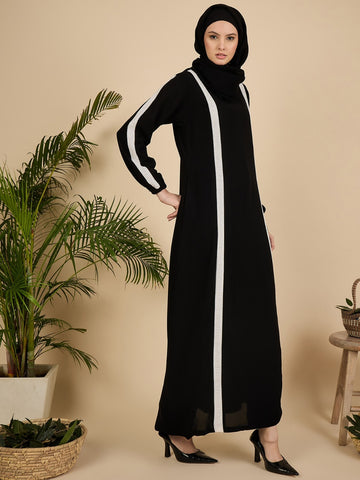 Black Luxury Abaya Burqa with Matching Georgette Hijab