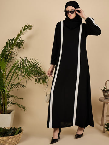 Black Luxury Abaya Burqa with Matching Georgette Hijab