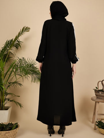 Black Luxury Abaya Burqa with Matching Georgette Hijab