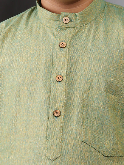 Nabia Jade Green Solid Kids Boys Kurta Pajama Set