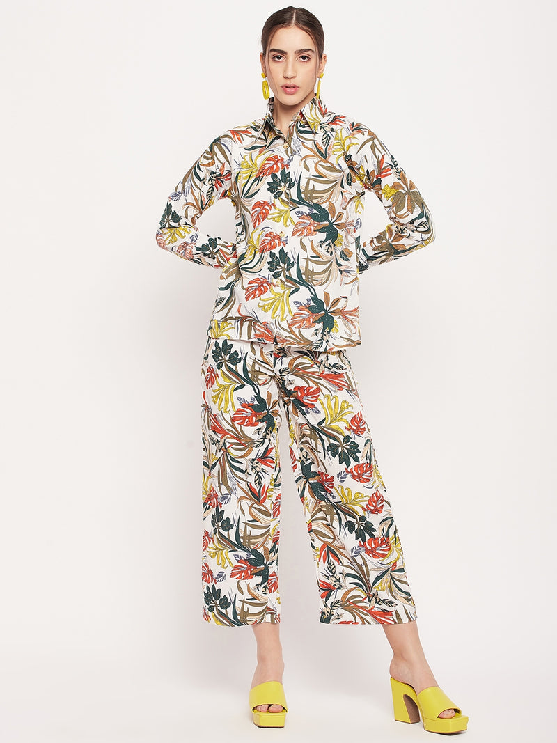 Nabia Women White & Yellow Printed Co-Ord Set