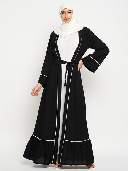 2 Piece Shrug Set Abaya with Black Hijab