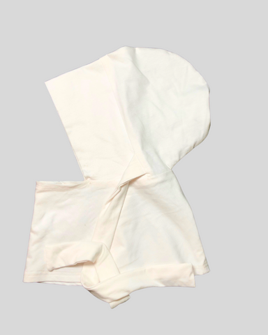 White Stretch Cotton Jersey Instant Hijab Cap with Tie