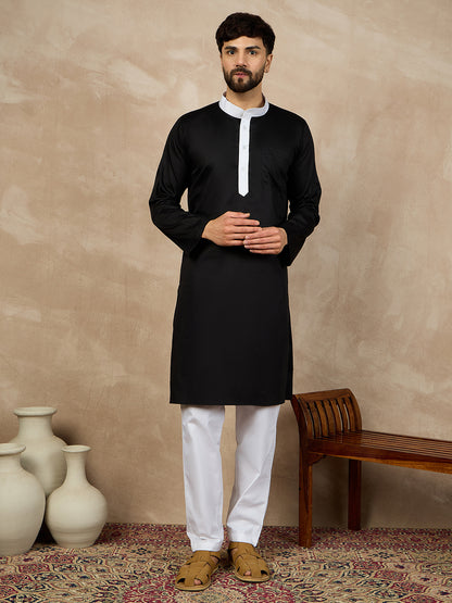 Nabia Mandarin Collar Cotton Kurta and Pajama Set
