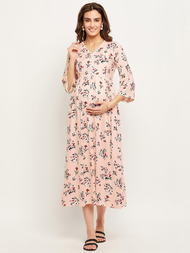 Nabia Women Floral Printed Pre and Post Pregnancy / Maternity Ethnic Dresses