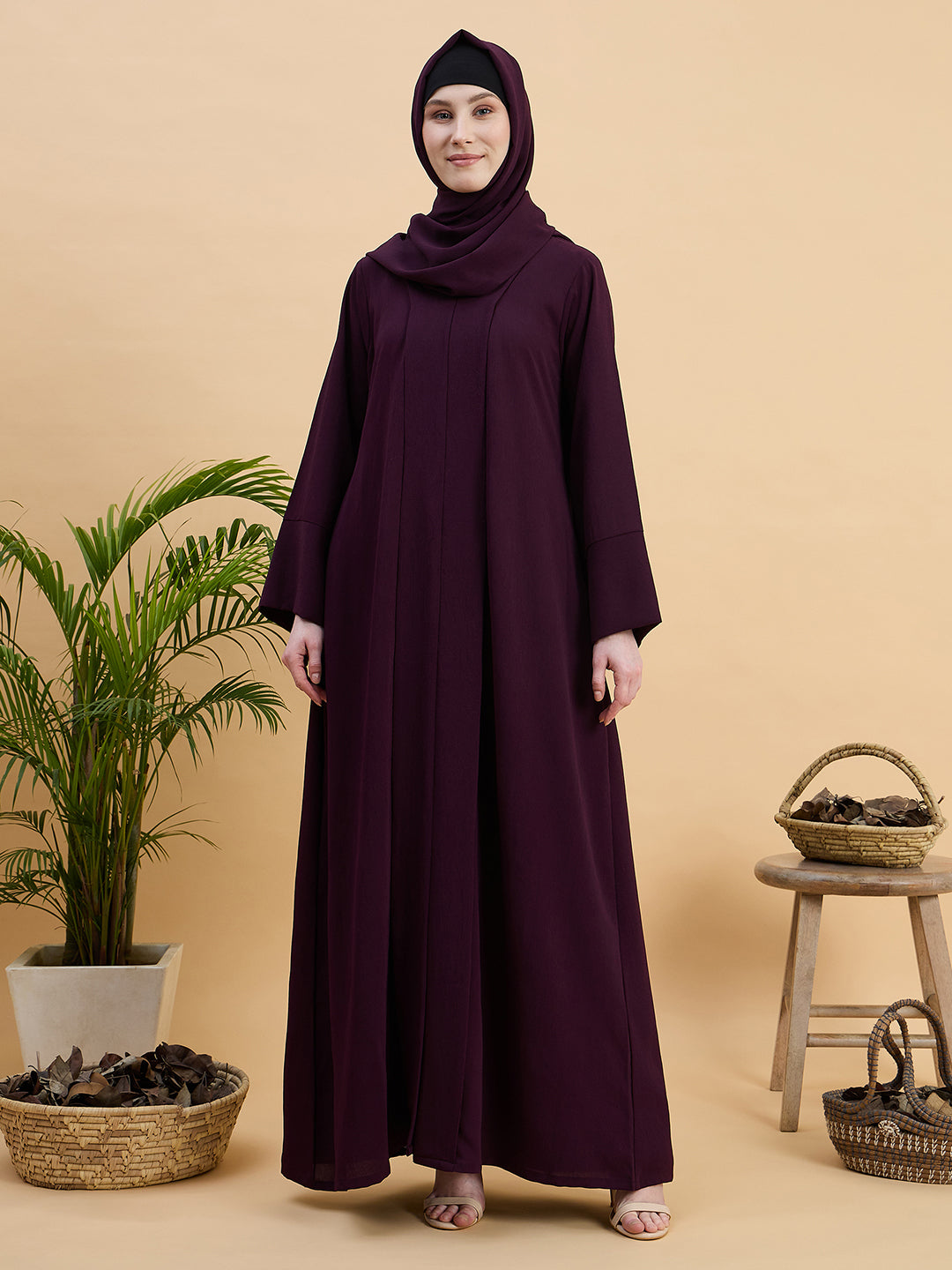 Women’s Solid Purple Abaya Burqa with Matching Hijab