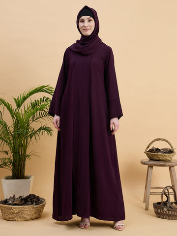 Women’s Solid Purple Abaya Burqa with Matching Hijab