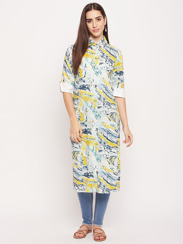 Nabia Women Front Open Multi Colour Printed kurta