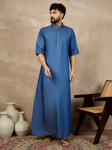 Nabia Half Sleeves Blue Denim Jubba/Thobe