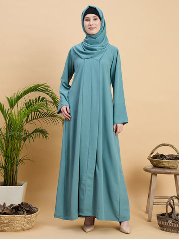 Women’s Solid Sea Green Abaya Burqa with Matching Hijab