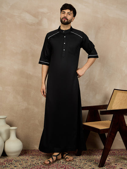 Nabia Half Sleeves Black Jubba/Thobe