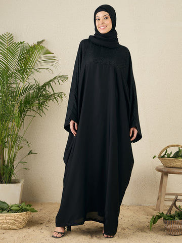 Black Free size Kaftan Abaya for Women with black hijab