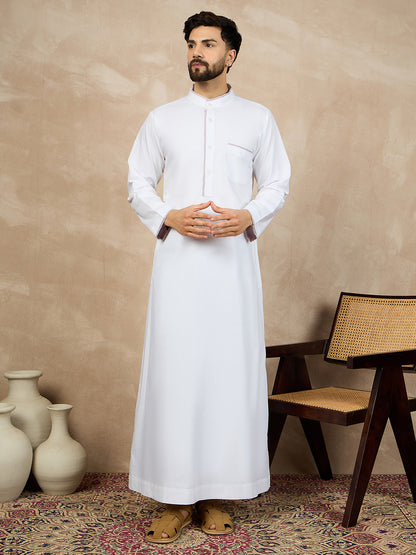 Nabia White Solid Thobe/Jubba