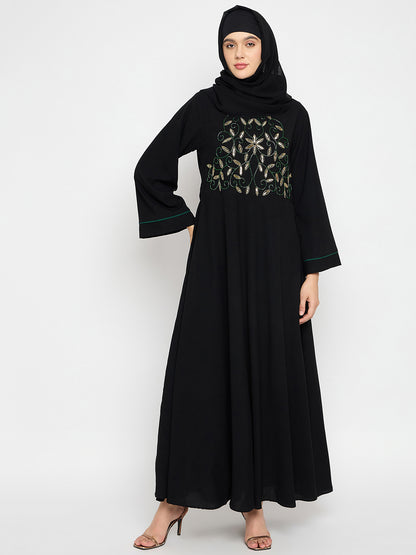 Handwork Detailing Luxury Abaya with Black Hijab