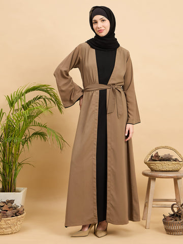 2 Piece Shrug Abaya Set with Black Hijab For Women