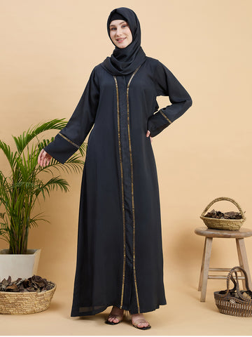 Olive Black luxury Abaya Burqa with Matching Hijab