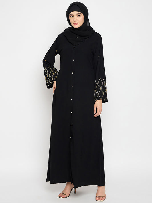 Nabia Black Luxury Abaya Burqa with Black Hijab