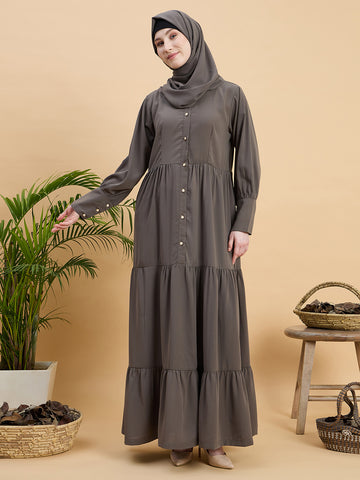 Women’s Grey Abaya Burqa with Matching Hijab