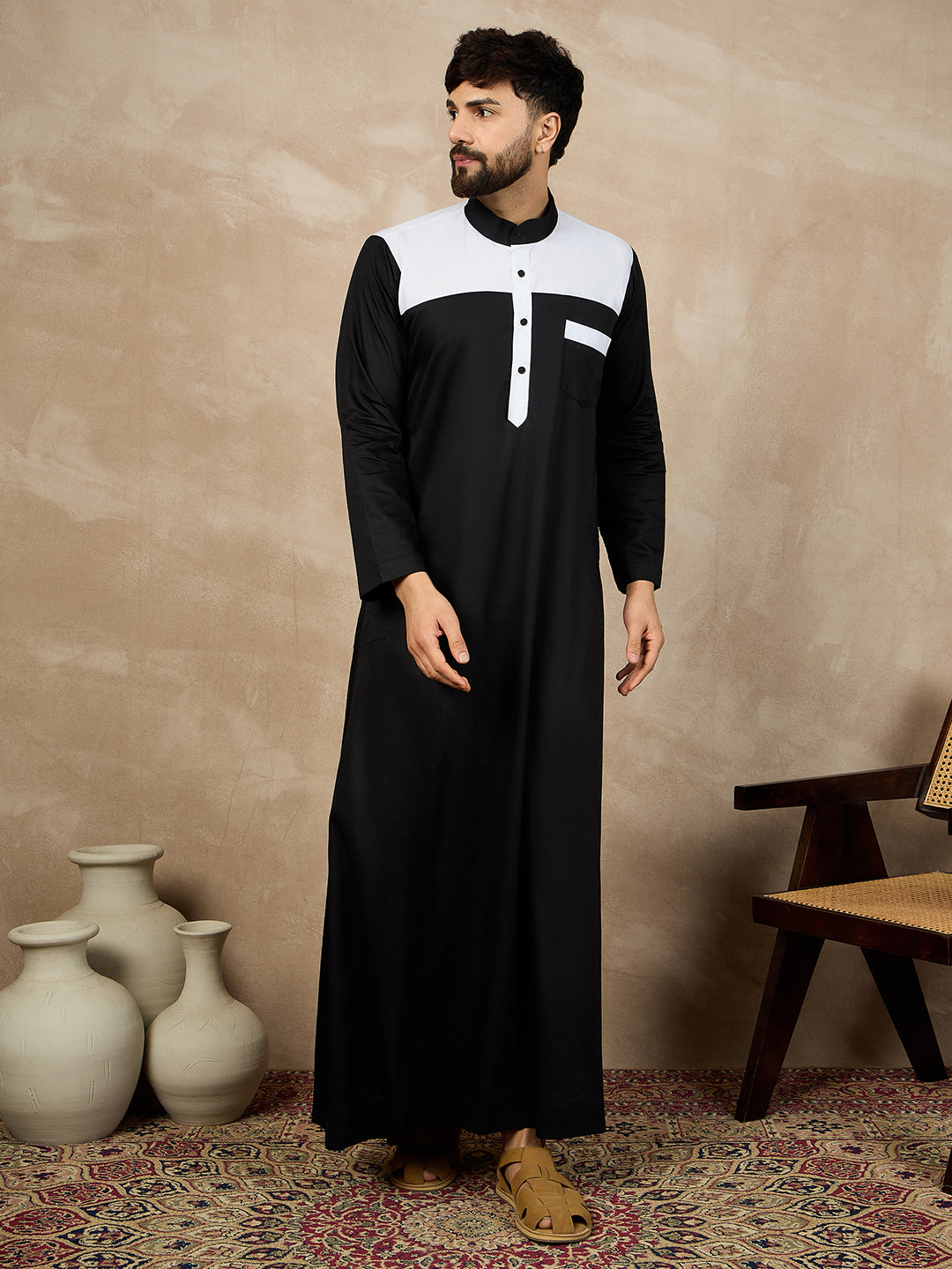 Nabia Black Mens's Thobe/Jubba