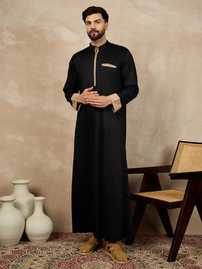 Nabia Black Solid Zip Closure Jubba/Thobe