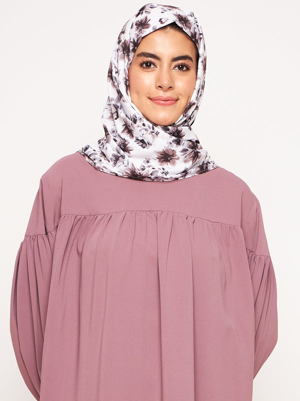 Nabia White and Brown Floral Printed Ragular Use Women’s Scarf
