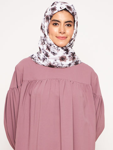 Nabia White and Brown Floral Printed Ragular Use Women’s Scarf