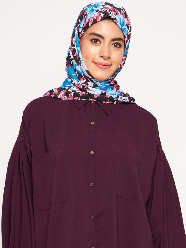 Nabia Red and Sky Blue Floral Printed Ragular Use Women’s Scarf