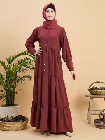 Women’s Solid Rust Abaya Burqa with Matching Hijab