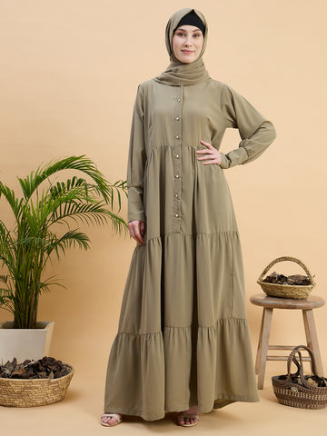 Women’s Beige Abaya Burqa with Matching Hijab