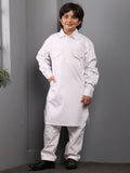 Nabia White  Kids Boys Pathani Kurta Pajama Set