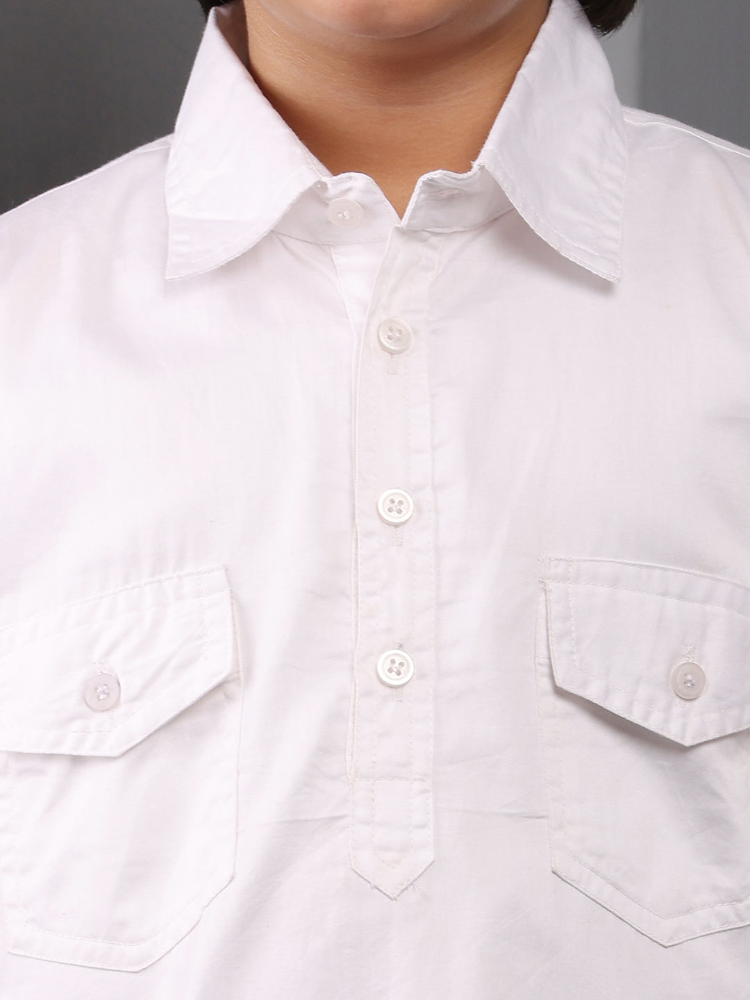 Nabia White  Kids Boys Pathani Kurta Pajama Set