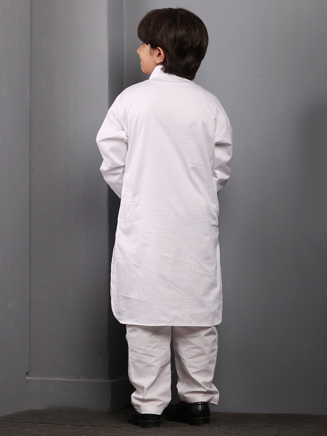 Nabia White  Kids Boys Pathani Kurta Pajama Set