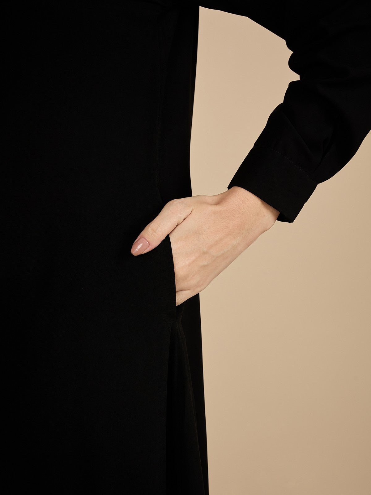 Nabia Black Solid Front Open Co-ord Set for Women