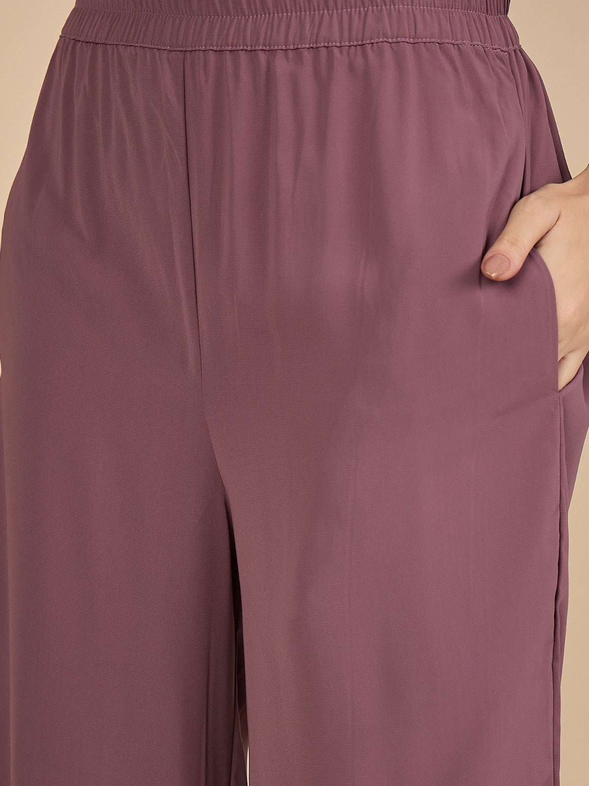 Nabia Puce Pink Solid Front Open Co-ord Set for Women